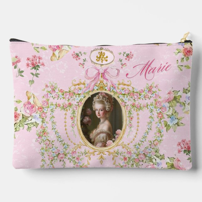 Marie Antoinette pink rose frame pouch (L) (Back)