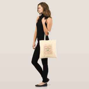 Marie Antoinette pink rose frame tote bag