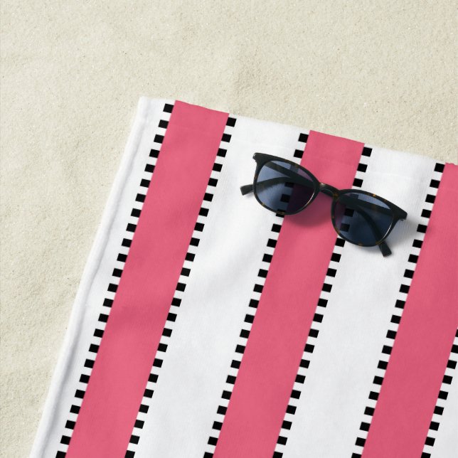 Marie Antoinette Pink Stripe Beach Towel (In Situ)
