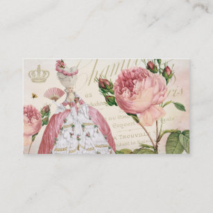 Marie Antoinette Pink Vintage Roses Business Cards