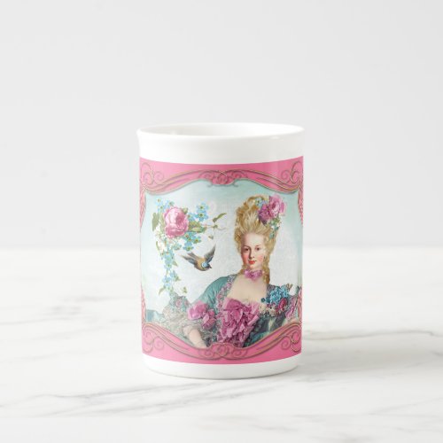Marie Antoinette Pompadour Pink Rose Bone China Mug