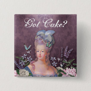 Marie Antoinette Purple Floral Damask Pinback Button