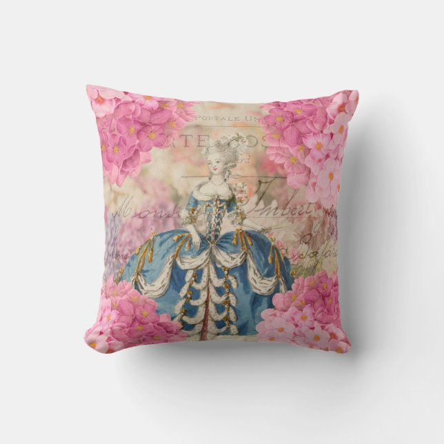 Marie Antoinette Redoute Flowers Throw Pillow (Front)