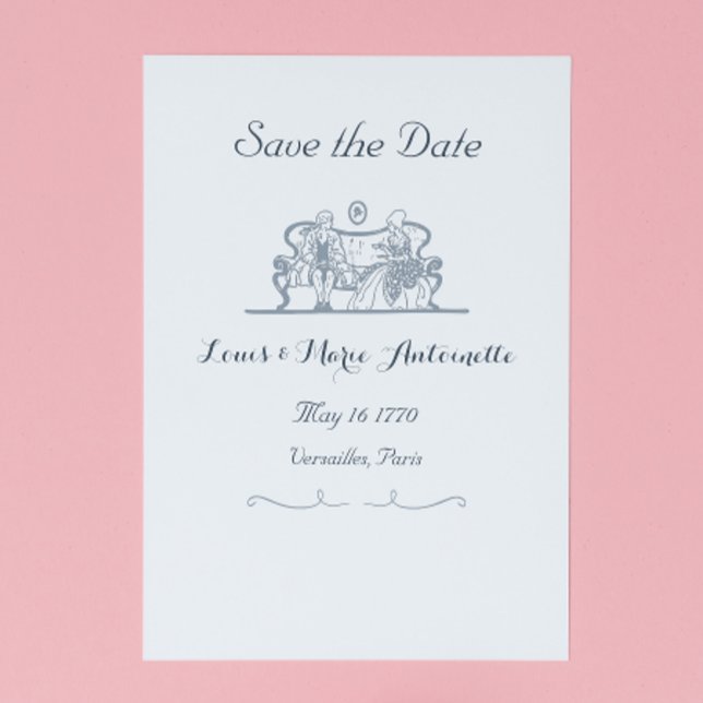 Marie Antoinette Rococo Blue Save the Date Card (Creator Uploaded)