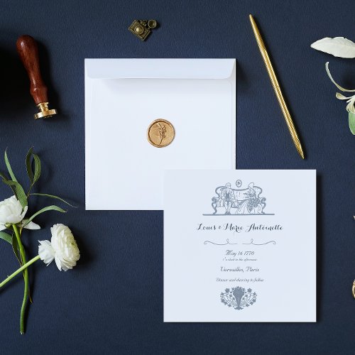 Marie Antoinette Rococo Blue Wedding Invitation