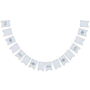 Marie Antoinette Rococo Dusty Blue Wedding Bunting Flags