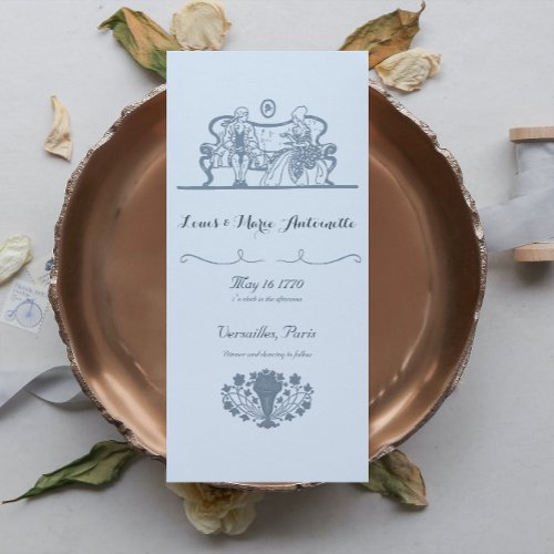 Marie Antoinette Rococo Dusty Blue Wedding Invitation