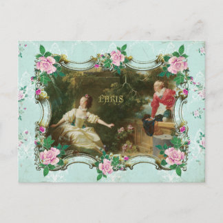 Marie Antoinette Rococo Fragonard Green postcard