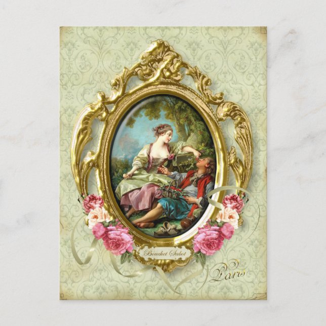 Marie Antoinette Rococo Lovers Girl Boy Postcard (Front)