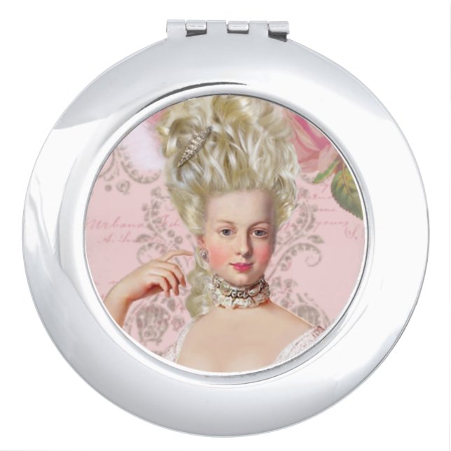 Marie Antoinette Rose Portrait Compact Mirror (Front)