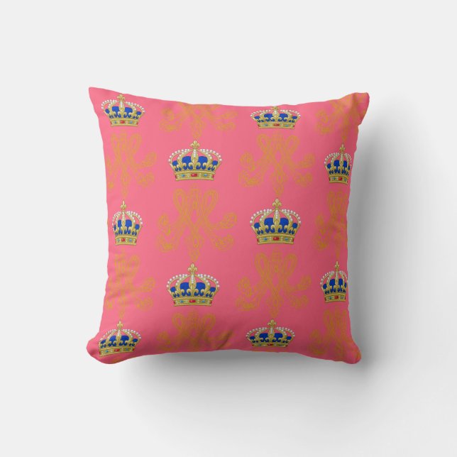 Marie Antoinette Royal Monogram Throw Pillow (Front)
