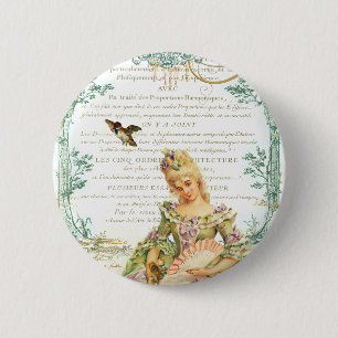 Marie Antoinette & Sparrow Pinback Button
