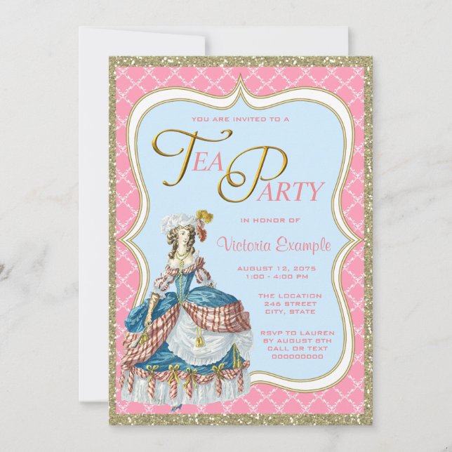 Marie Antoinette Tea Party Invitation (Front)