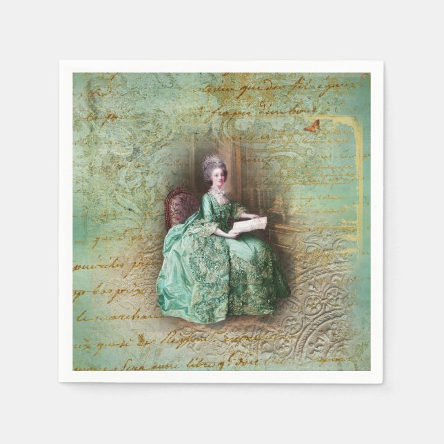 Marie Antoinette Teal Napkins (Front)