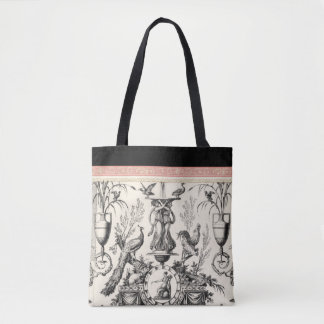 Marie Antoinette Toile de Jouy-black red Tote Bag