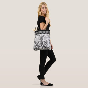Marie Antoinette Toile de Jouy black tote bag
