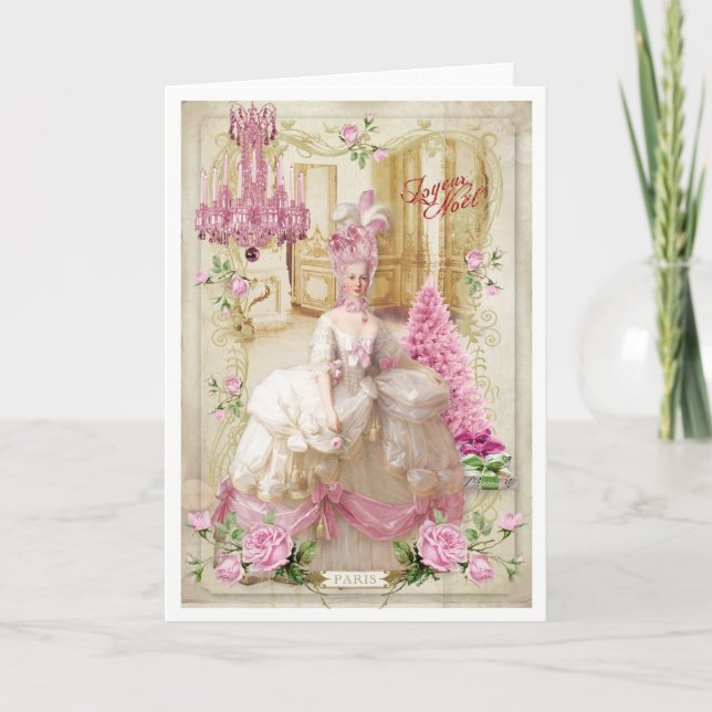 Marie Antoinette  Versailles Pink Christmas Card (Front)