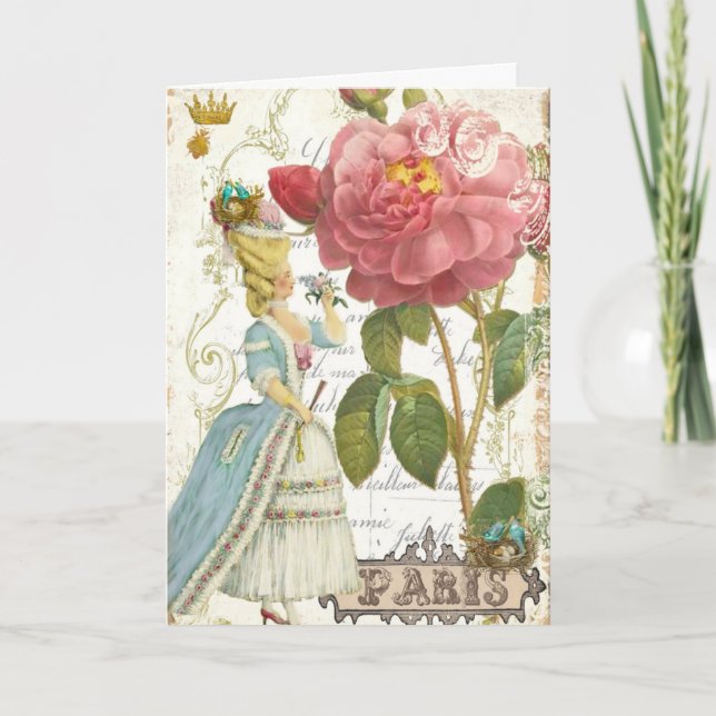 Marie Antoinette Versailles Stationery Garden Rose Note Card (Front)