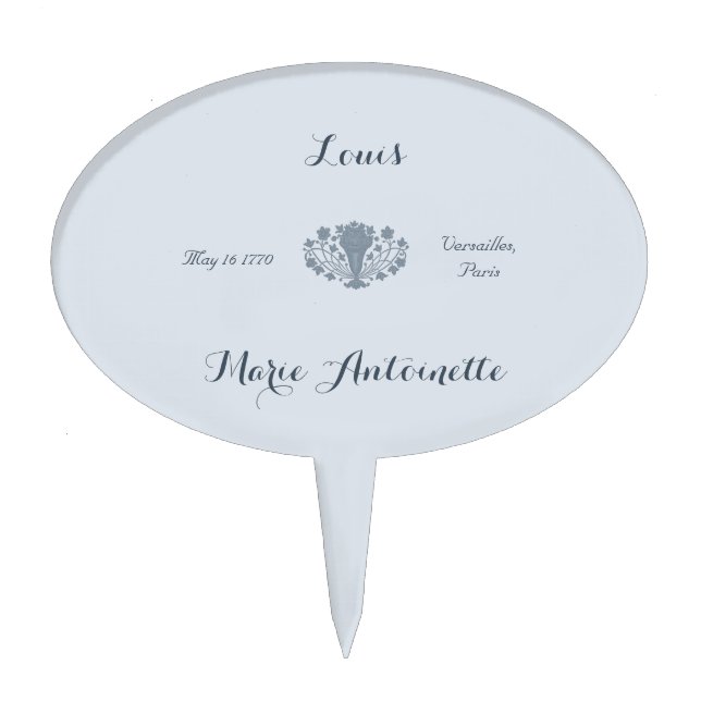 Marie Antoinette Wedding Rococo Dusty Blue Cake Topper (Front)