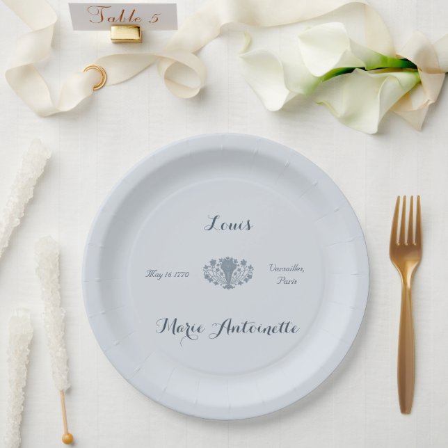 Marie Antoinette Wedding Rococo Dusty Blue Paper Plates (Wedding)