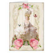 Marie Antoinette White Dress&Pink Roses card (Front)