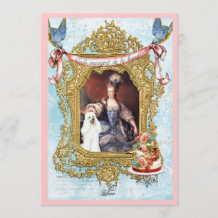 Marie Antoinette & White Poodle Invitation