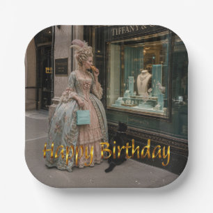 Marie Antoinette Window Shopping Happy Birthday Paper Plates