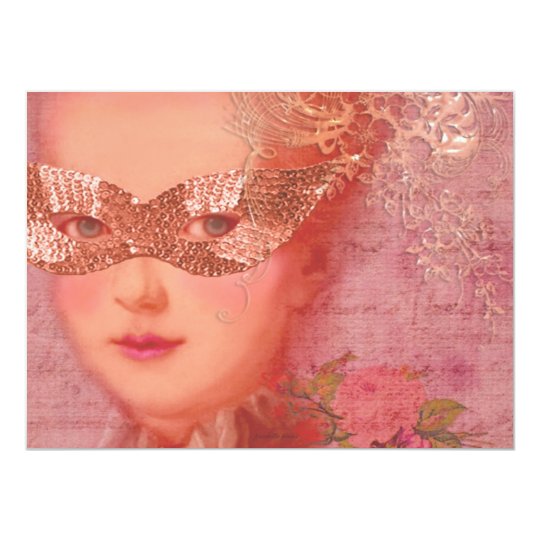 Marie Antoinette Winter Wedding Masquerade 5 x 7 Card