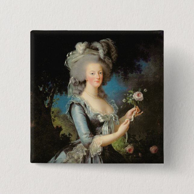 Marie Antoinette  with a Rose, 1783 Button (Front)