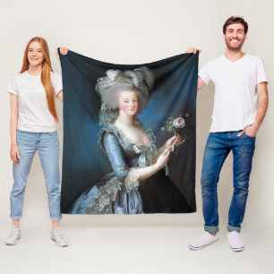 Marie Antoinette with a rose Fleece Blanket