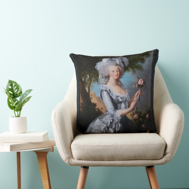 Marie Antoinette With A Rose Throw Pillow (Chair)