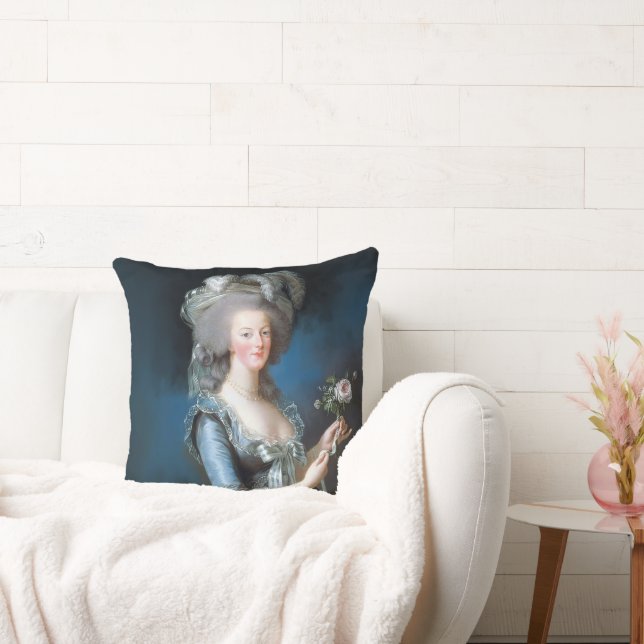 Marie Antoinette with a rose Throw Pillow (Couch)