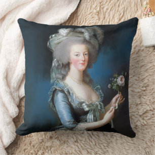 Marie Antoinette with a rose Throw Pillow