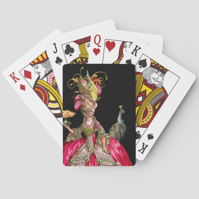Marie Antoinette with Cakes and Peacock Poker Cards (Back)