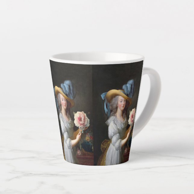 Marie Antoinette with Pink Anemone Flower Latte Mug (Right Angle)