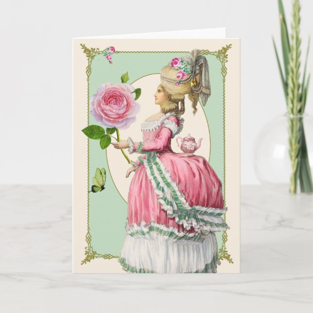 Marie Antoinette with Rose Card (Front)