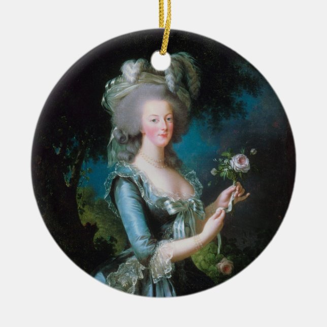 Marie-Antoinette with the Rose by Elisabeth Lebrun Ceramic Ornament (Front)