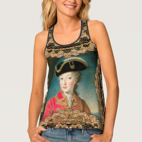 Marie Antoinette Youth Girly Baroque Racerback Tank Top