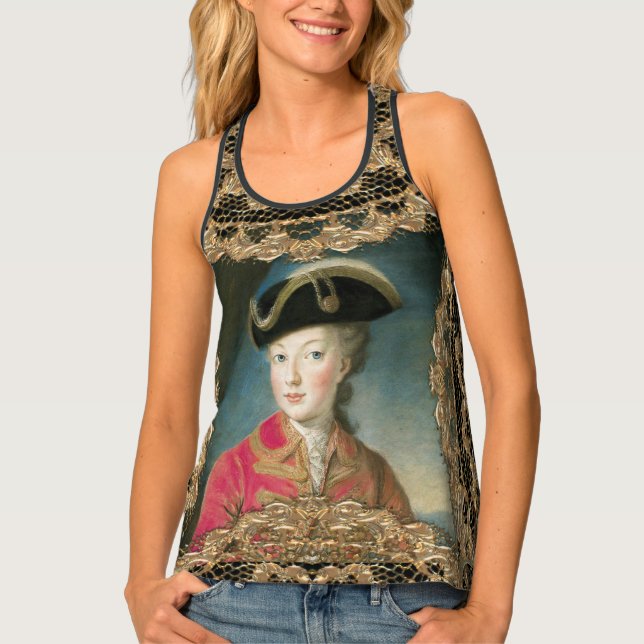 Marie Antoinette Youth Girly Baroque Racerback Tank Top (Front)