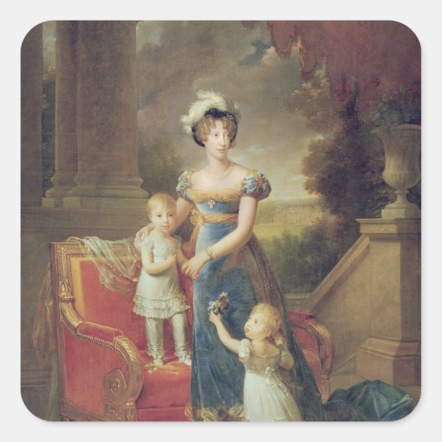 Marie-Caroline de Bourbon  with her Children Square Sticker (Front)