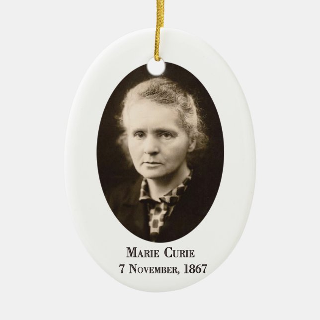 Marie Curie Ceramic Ornament (Front)