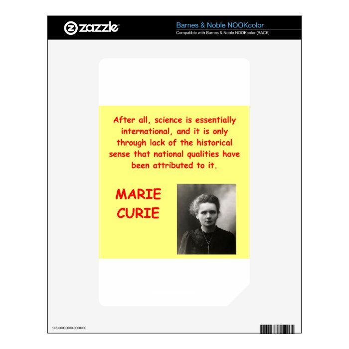 Marie Curie quote Skin For NOOK Color