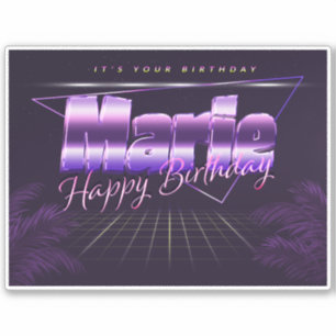 Marie first name purple retro sticker birthday