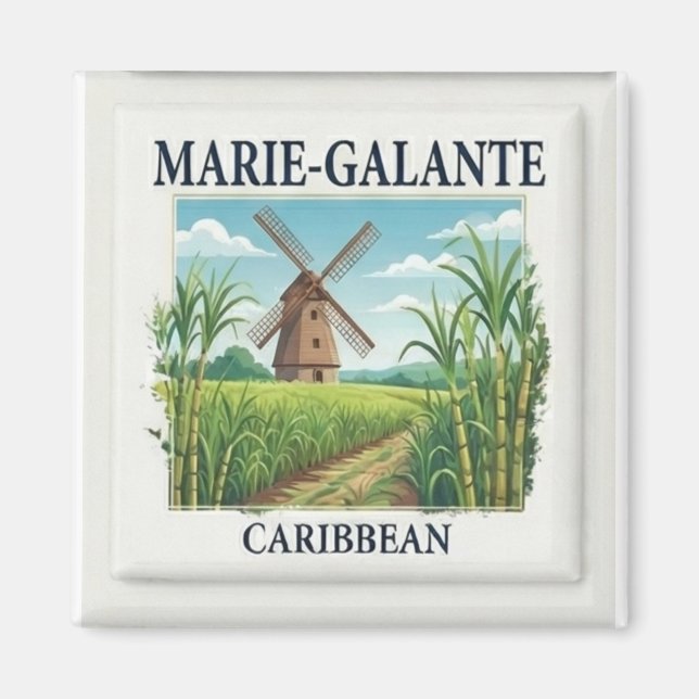 Marie-Galante Guadeloupe Caribbean Windmill Tile Magnet (Front)