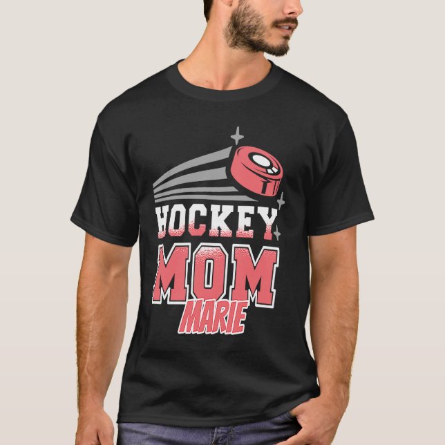 Marie Hockey Mom With Puck Womens T-Shirt (Front)