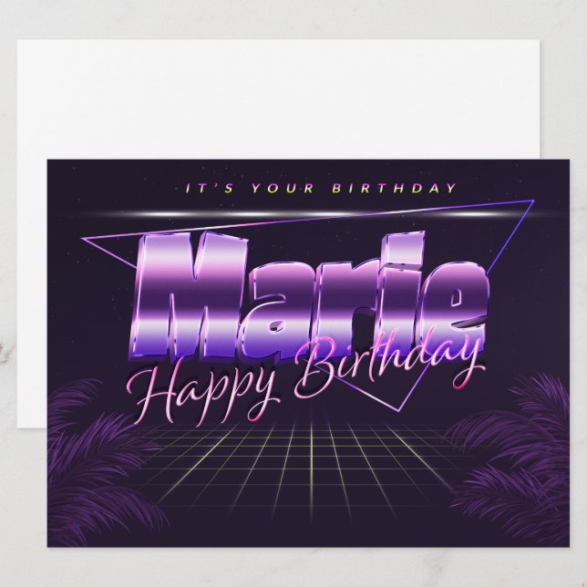 Marie Name First name lila retro card Birthday (Front/Back)