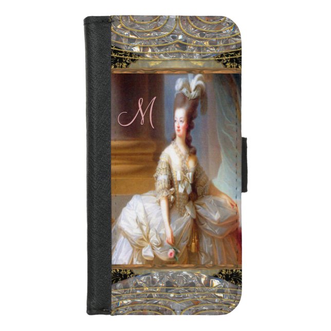 Marie or insert your own image Monogram iPhone Wallet Case (Front)