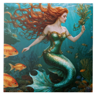 “Marielle” – Beautiful Dancing Mermaid Ceramic Tile
