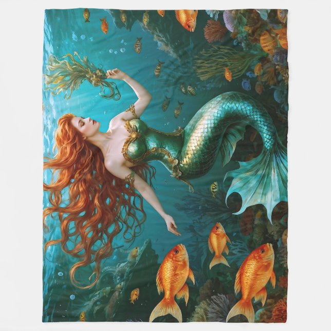 “Marielle” – Beautiful Dancing Mermaid Fleece Blanket (Front)