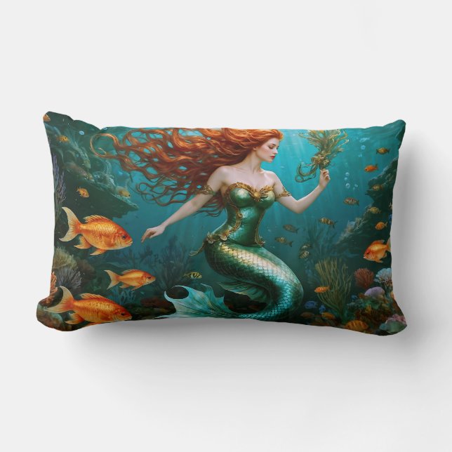 “Marielle” – Beautiful Dancing Mermaid Lumbar Pillow (Front)